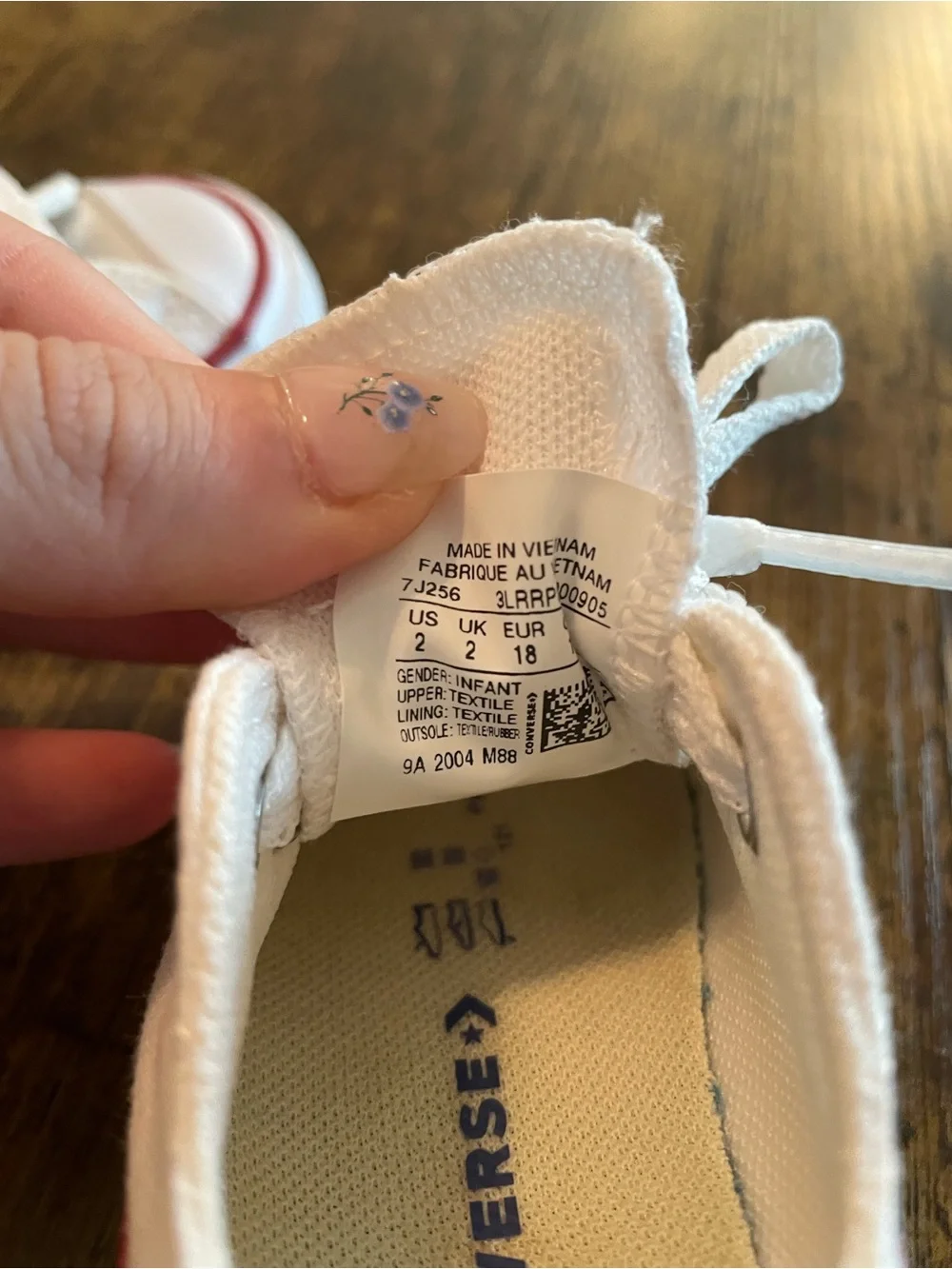 Converse White Canvas Kids Sneakers with Red Trim